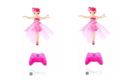 Kit 2 Boneca Fada Voadora Controle Remoto Voa De Verdade