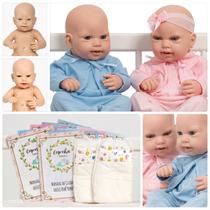 Kit 2 Boneca Reborn Gêmeos Com Pijaminha Acessórios Enxoval