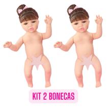 Kit 2 Boneca Reborn Nua Cabelo Longo - Vinil Siliconado