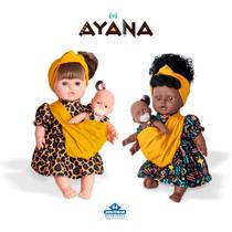 Kit 2 Bonecas Ayana Africana em Vinil Mãe e Filha - Adijomar
