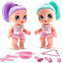 Kit 2 Bonecas Baby Papinha e Bebê Médica Articuladas +Acessórios Rainbow Bambola