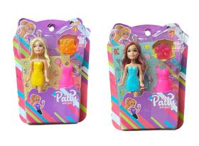 kit 2 Bonecas pequena Fashion c/ acessórios e Anel Brinquedo