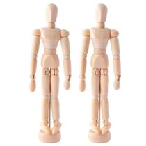 Kit 2 Boneco Madeira Flexível E Articulado 30Cm