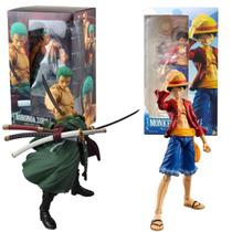 Kit 2 Bonecos 17cm Articulado Luffy + Zoro One Piece Heroes Action figure Kit 2 Bonecos 17cm Articulado Luffy + Zoro One Piece Heroes Action figure