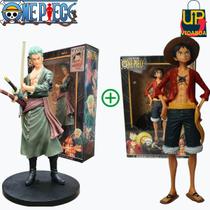 Kit 2 Bonecos 18cm - Roronoa Zoro Verde e Monkey D Luffy - One Piece