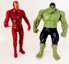 Kit 2 bonecos articulados com luz- homem de ferro + hulk