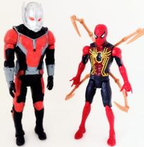 Kit 2 bonecos articulados com luz - homem formiga + homem aranha com garras