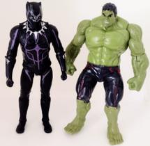Kit 2 bonecos articulados com luz - pantera negra + hulk - AVENGERS