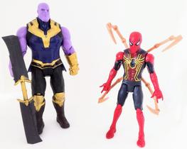 Kit 2 bonecos articulados com luz - thanos+ homem aranha com garras