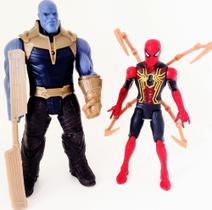 Kit 2 bonecos articulados com luz - thanos + homem aranha com garras