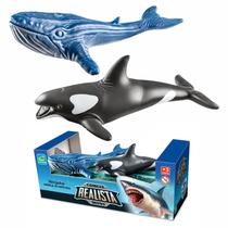 Kit 2 Bonecos Baleia Jubarte E Baleia Orca Animais Marinhos Realistas De Brinquedo