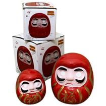 Kit 2 Bonecos Daruma Porcelana Presente Buda Amuleto Sorte