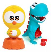 Kit 2 Bonecos Dino Papa Tudo e Pintinho Amarelinho Brinquedos para Meninos e Meninas Elka