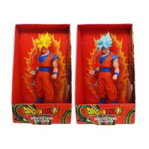 Kit 2 Bonecos Dragon Ball Z Goku Super Saiyajin E Ssj Blue - Super Size Figure Collection