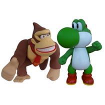 Kit 2 Bonecos Grandes Donkey Kong E Yoshi 23Cm Coleção