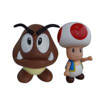 Kit 2 Bonecos Grandes Goomba E Toad 23cm Coleção - Super Size Figure Collection