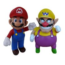 Kit 2 Bonecos Grandes Super Mario E Wario 23Cm Coleção