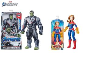 Kit 2 Bonecos Hulk vs Capitã Marvel Disney Titan Hero Hasbro