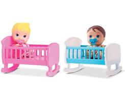 Kit 2 Bonecos Little Dolls Bercinho Menino e Menina Com Chupeta - Divertoys