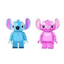 Kit 2 bonecos stitch e angel lilo e stitch disney blocos de montar