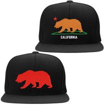 Kit 2 Bonés Bordados - California Califa Urso Venice