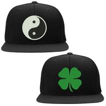 Kit 2 Bonés Bordados - Yin Yang Trevo 4 Folhas Sorte