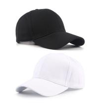 Kit 2 Bonés Preto E Branco Liso Básico 100% Algodão, Unissex
