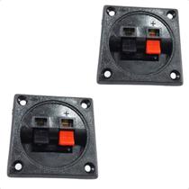 Kit 2 Bornes Quadrado Preto Conector Universal para Caixa de Som Áudio, Terminal Durável e Fácil Instalação 2 Vias