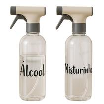 Kit 2 Borrifador Spray Multiuso Manual Limpeza 500ml C/ Etiquetas