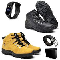 Kit 2 Bota Coturno Adventure Masculino Casual Cat skill+ Relogio + Cinto+ Carteira Kit 2 Bota Coturno Adventure Masculino Casual Cat skill+ Relogio + Cinto+ Carteira