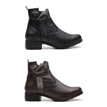 Kit 2 Bota Feminina Cano Curto em Couro Legítimo Kit 2 Bota Feminina Cano Curto em Couro Legítimo