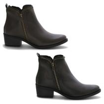 Kit 2 Bota Feminina Salto Baixo Coturno Casual Zíper Conforto Dia a Dia Kit 2 Bota Feminina Salto Baixo Coturno Casual Zíper Conforto Dia a Dia