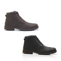 Kit 2 Bota Masculina Casual Coturno Cano Baixo Confortável Macio Leve Kit 2 Bota Masculina Casual Coturno Cano Baixo Confortável Macio Leve