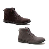 Kit 2 Bota Masculina Casual Hencco Coturno Cano Médio Camurça Confortável Macio