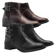 Kit 2 Botas Coturno Feminina Bico Redondo Cano Curto Leve Kit 2 Botas Coturno Feminina Bico Redondo Cano Curto Leve