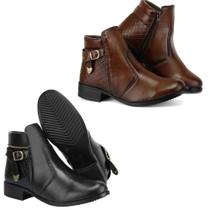 Kit 2 Botas Feminina Cano Curto Conforto Moderna Casual