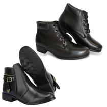Kit 2 Botas Feminina Cano Curto Matelassê Básico Conforto Kit 2 Botas Feminina Cano Curto Matelassê Básico Conforto