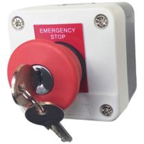 Kit 2 Botoeira Botão de Emergência Cogumelo com Chave e Caixa de Sobrepor