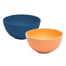 Kit 2 Bowl de Bambu PP Tigela Cores Sortidas Stripes Sopa Salada Sobremesas 12cm Lyor