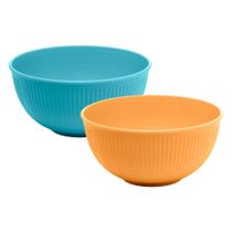 Kit 2 Bowl Fibra de Bambu PP Resistente Stripes Cores Sortidas Tigela 15cm Lyor