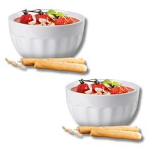 Kit 2 Bowl Tigela Cumbuca Sopa Caldo Feijoada Cor Branco 100% Melamina Profissional Gourmet Mix