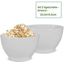 Kit 2 Bowl Tigela Vasilha Para Condimentos Cozinha Le Chefe Branca 23,5X14,5