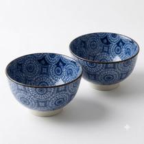 Kit 2 Bowls Tigelas Cumbucas Cerâmica 12cm Azul Mandala 300ml Wolff Kit 2 Bowls Tigelas Cumbucas Cerâmica 12cm Azul Mandala 300ml Wolff