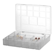 Kit 2 Box Com 20 Divisórias 34,5x27cm Estojo Grande Caixa Organizadora Plástico Joias Anzóis