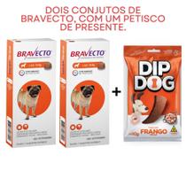 Kit 2 Bravecto Cães de 4.5 até 10kg Bravecto para Cães, 4.5 a 10kg + Bifinho DipDog Frango