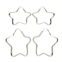 Kit 2 Brincos Argola Estrela 3 E 4 Cm Prata Legitima 925