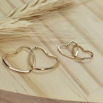 Kit 2 brincos ouro 18k coração