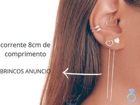 Kit 2 Brincos Prata 925 Corrente Coração Antialérgico Kit 2 Brincos Prata 925 Corrente Coração Antialérgico