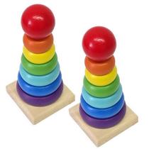 Kit 2 Brinquedinhos Torre Arco-íris 7 Peças Em Madeira Ideal Para Desenvolver Coordenação Motora Kit 2 Brinquedinhos Torre Arco-íris 7 Peças Em Madeira Ideal Para Desenvolver Coordenação Motora