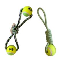 Kit 2 Brinquedo Cachorro Corda Mordedor com bola de tenis